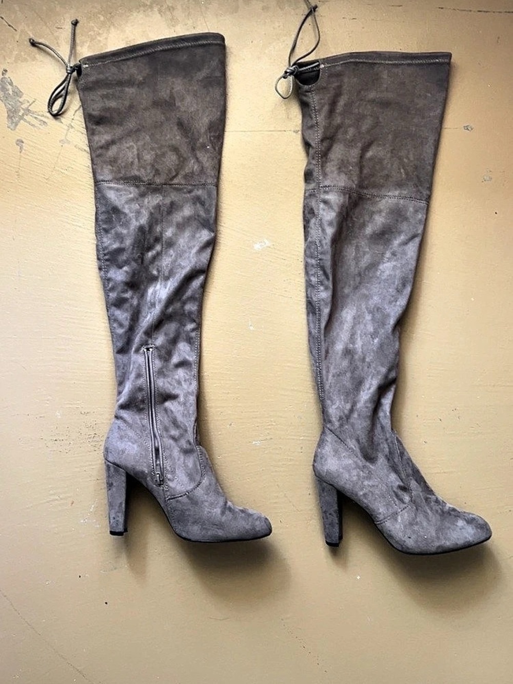 Gray suede over the knee boots in US 7.5